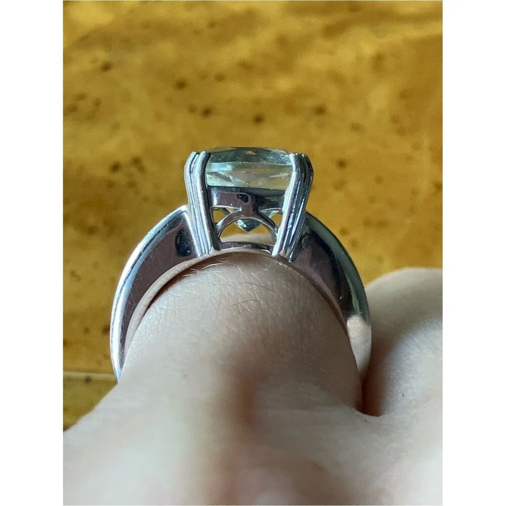 Natural Prasiolite Tsavorite Garnet Sterling Silver Ring Size 6